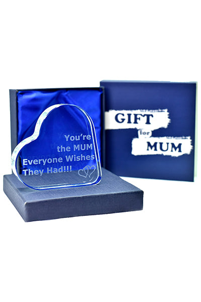 Glass heart with gift box and colourful cover
