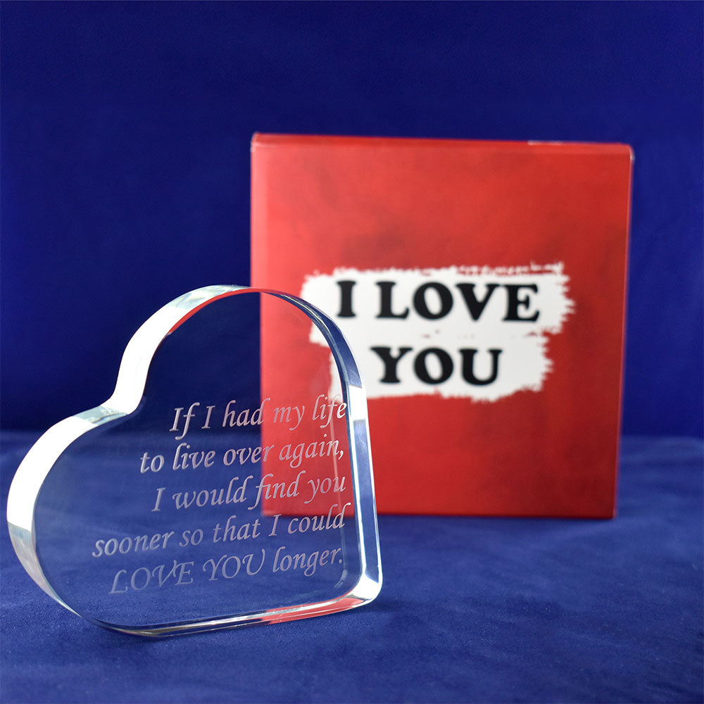 I Love You Crystal Glass Heart Gift For Her Him Anniversary Birthday  Present Wife Husband Valentine's Day Gift