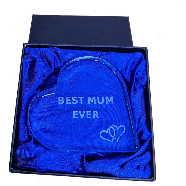 Best Mum Ever glass heart gift in a box