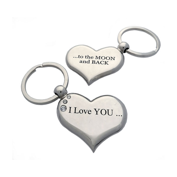 I love you to the moon and back heart keyring