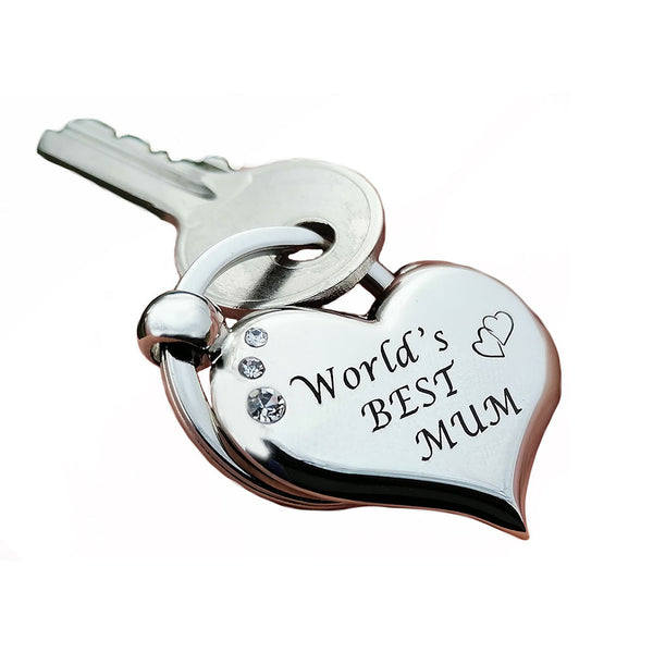 World's best mum keychain with a key