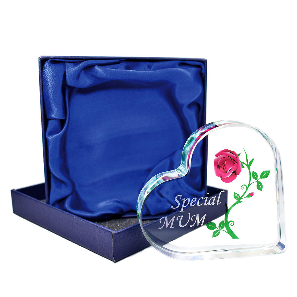 Special MUM Engraved Glass Heart Gift