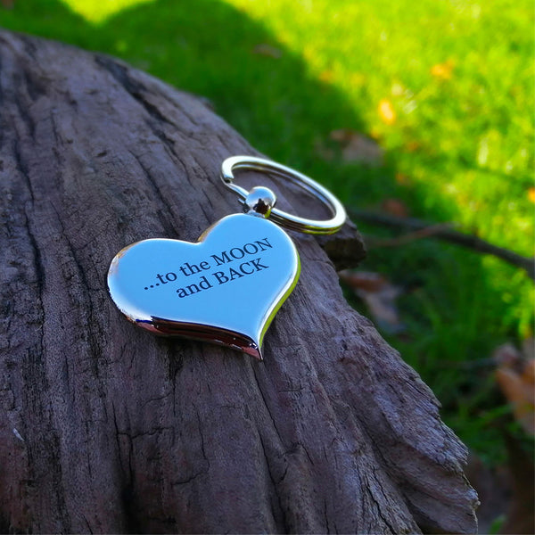 To the moon and back keychain back